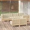 Day and Night - Day and Night Garden Furniture 7 Pieces and Cushions Solid Cream Pine Wood