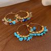 Stainless steel irregular stone beaded earrings, ethnic style retro niche earrings, earrings, earrings.