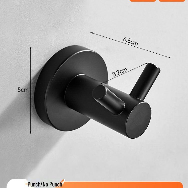 Gunmetal Grey Punch-Free 304 Stainless Steel Wall-Mounted Coat and Hat Hook