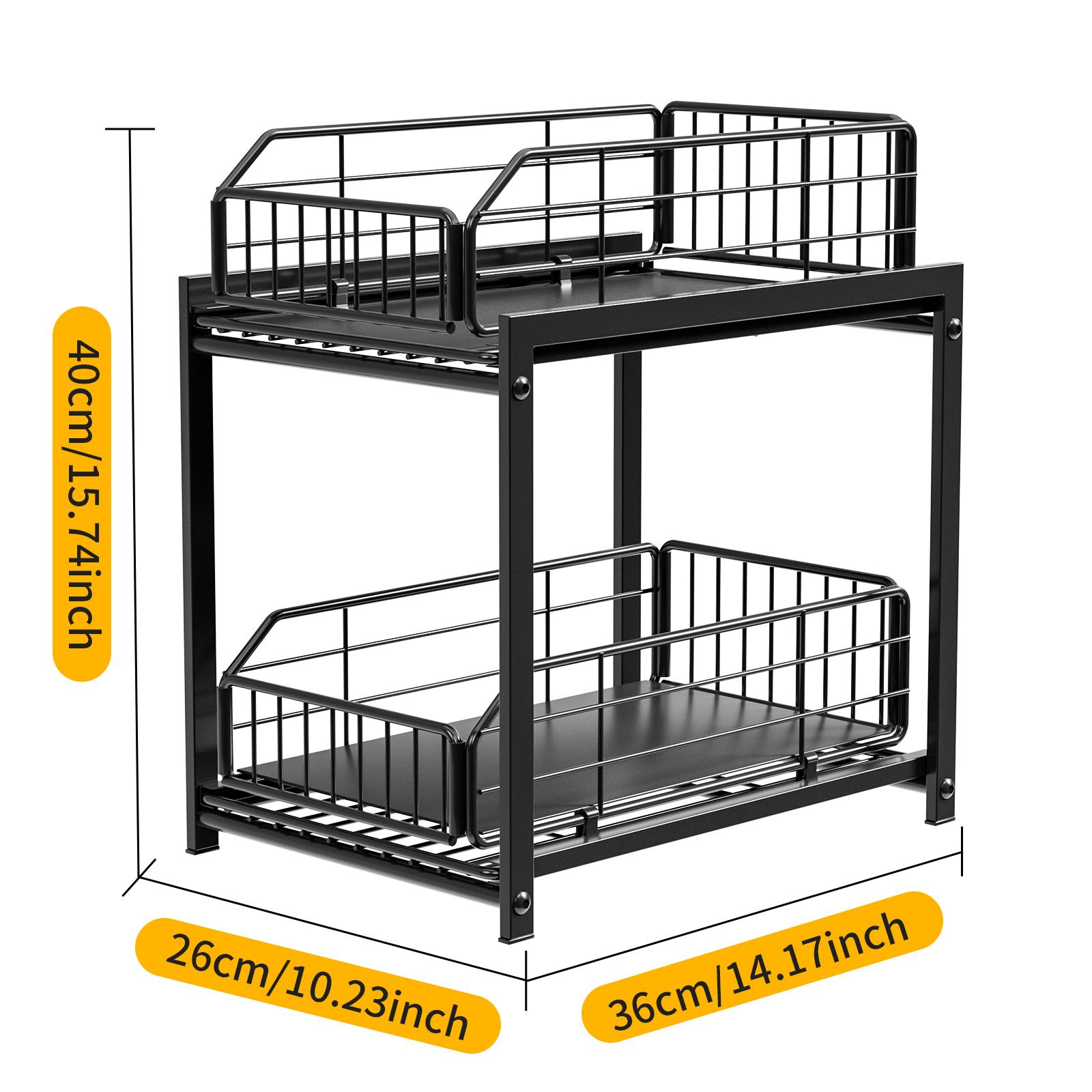 Круглая проволока, наклонный край, складная выдвижная корзина 2-tier