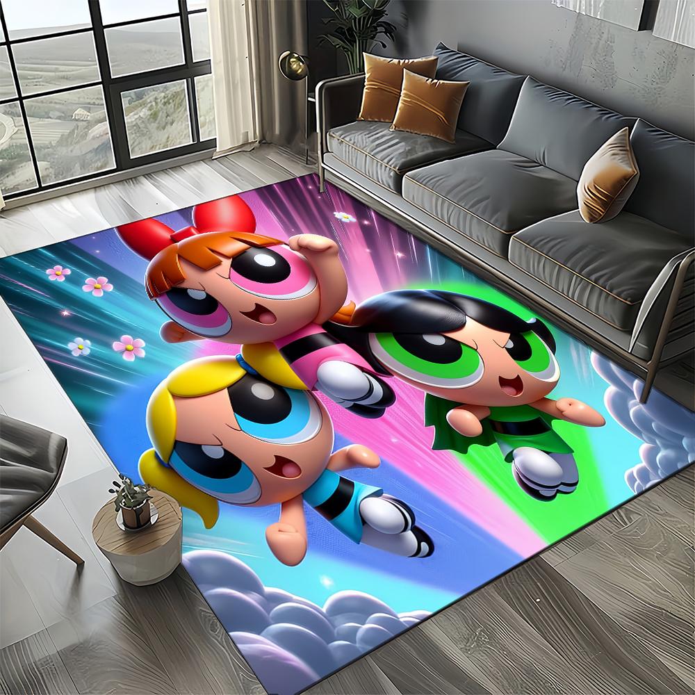 27 Style New Kawaii P-Powerpuff Girl Cartoon Carpet Rug for Living Room Bedroom Home Sofa Decoration,Kid Play Non-slip Floor Mat