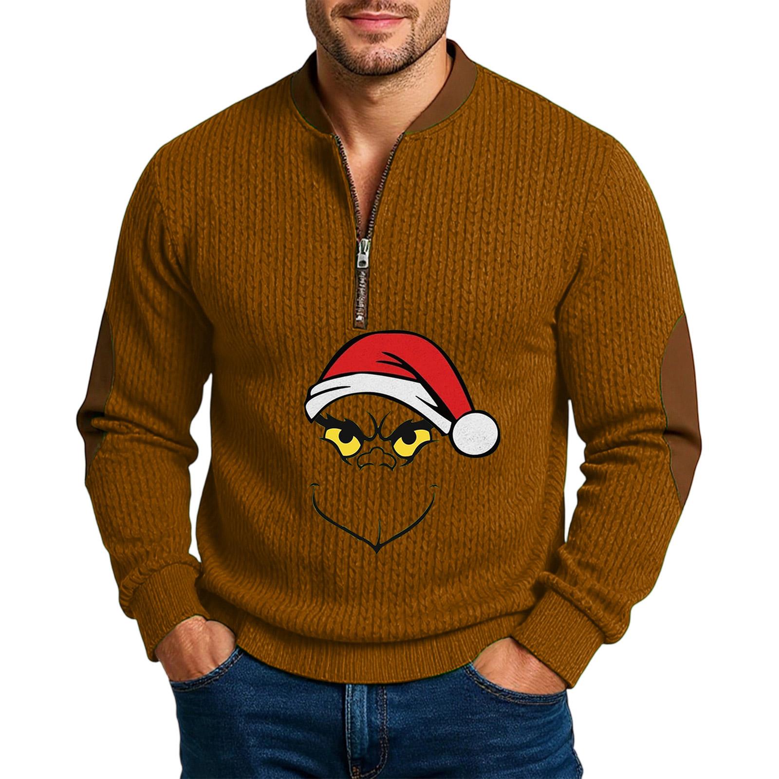 

Christmas Men s Outdoor Zipper Long Sleeved Casual Top Sweatshirt M