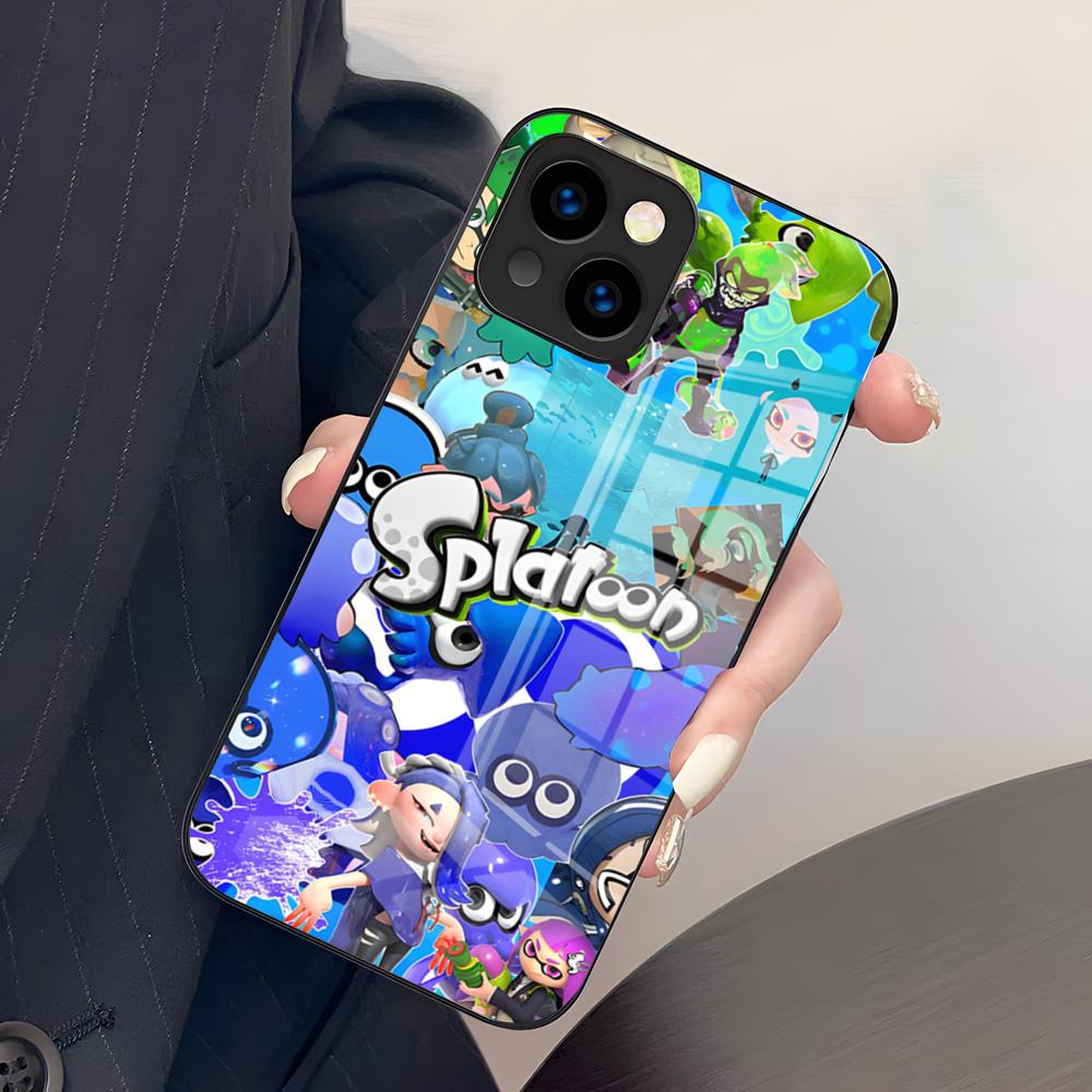 

Game S-Splatoon Phone Case For IPhone 17 Pro Max 15 Pro 16 14 Plus 12 13 Mini 11 Pro Shockproof Glass Cover iPhone12 Pro