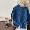 Children's Clothing Spring Autumn Boys Denim Hooded Sweatshirt Long Sleeved Pants Set