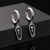 Gothic Coffin Cross Dangle Earrings for Men, Waterproof Stainless Steel Punk Earrings, Unique Fashion Piercing Jewelry Gift