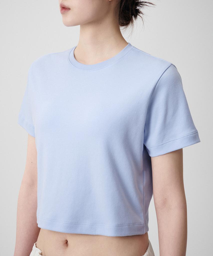 MUSINSA STANDARD WOMAN Women'S Crew Neck Crop T-Shirt [Serenity Blue]