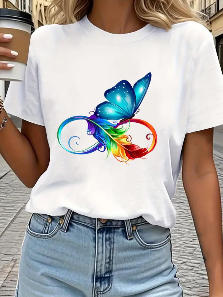 (Asian Size) Tee Top sweet letter style trend Print Women Woman Fashion Clothing Short Sleeve T Shirt  Female Graphic T-shirts