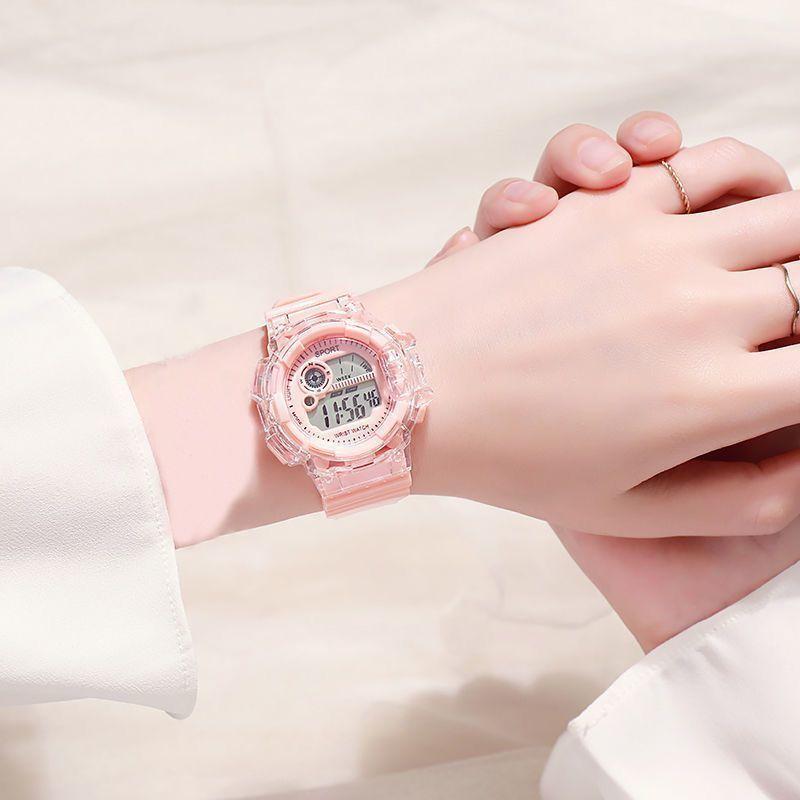 Elektronische Uhr, Transparentes Gehäuse, Mittleres Zifferblatt, Schüleruhr für Damen und Herren