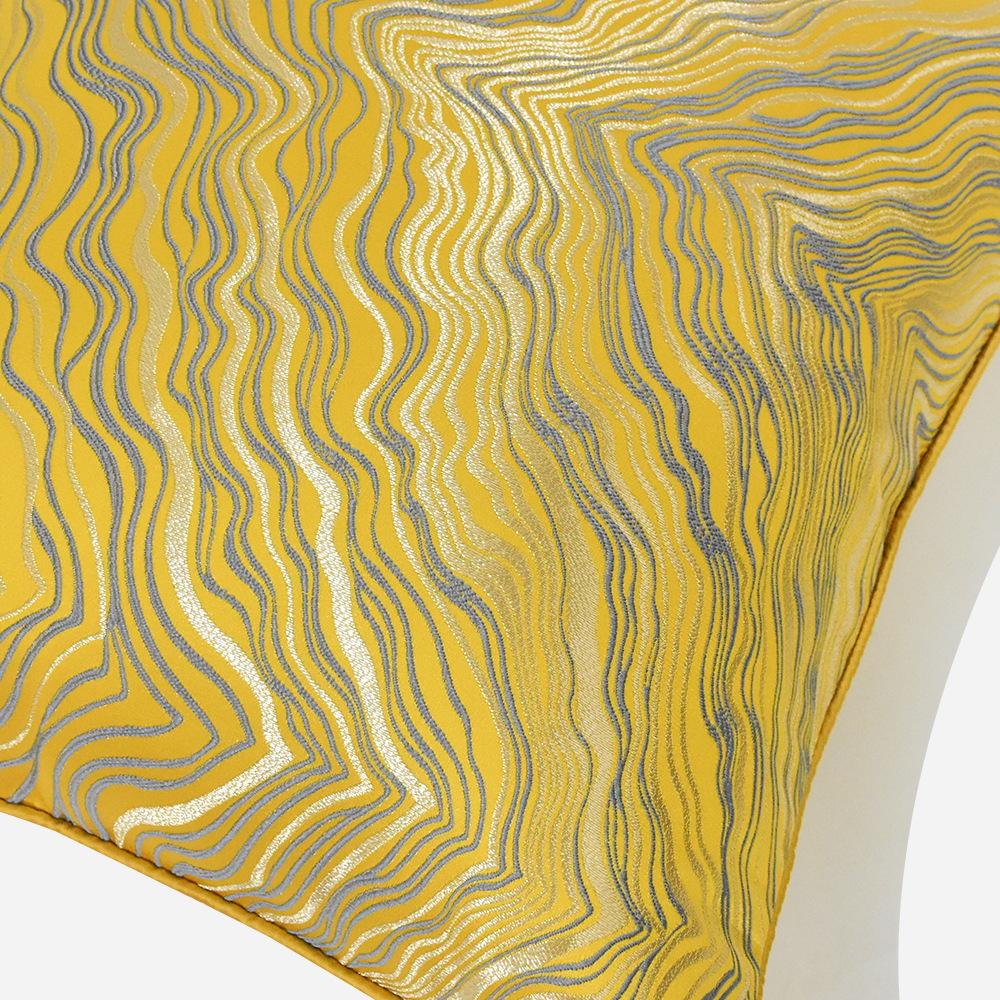 Yellow Wave Pattern Throw Pillow Cover - Modern Luxury for Sofa or Bed