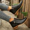 Four seasons  shoes British style solid color casual zipper low heel thick heel short boots