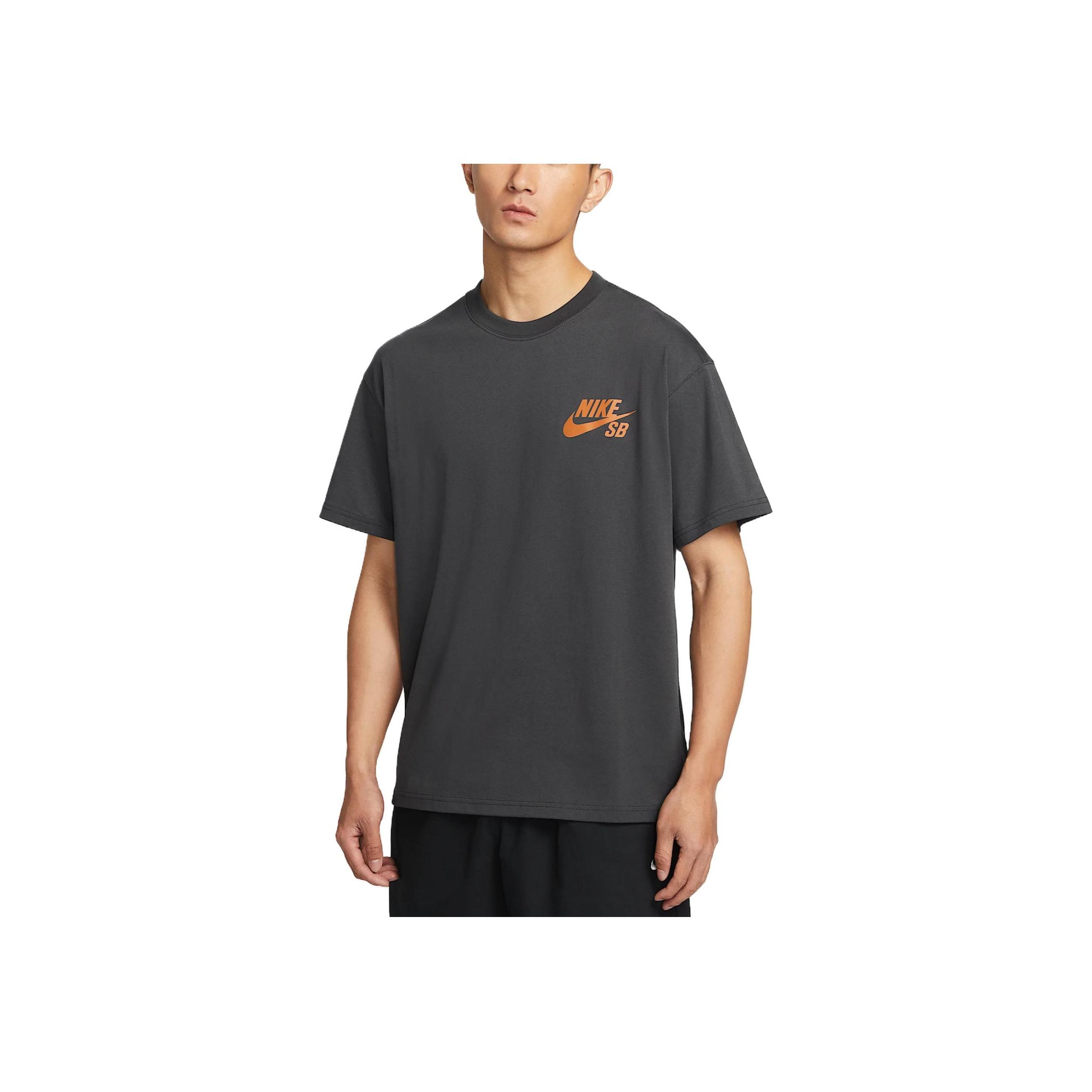 Nike Men's Dark/Gray Sb Breathable Soft Comfortable Fashionable Versatile Short Sleeve T-Shirt Tops -Smoke- Dc7818-070 Cm