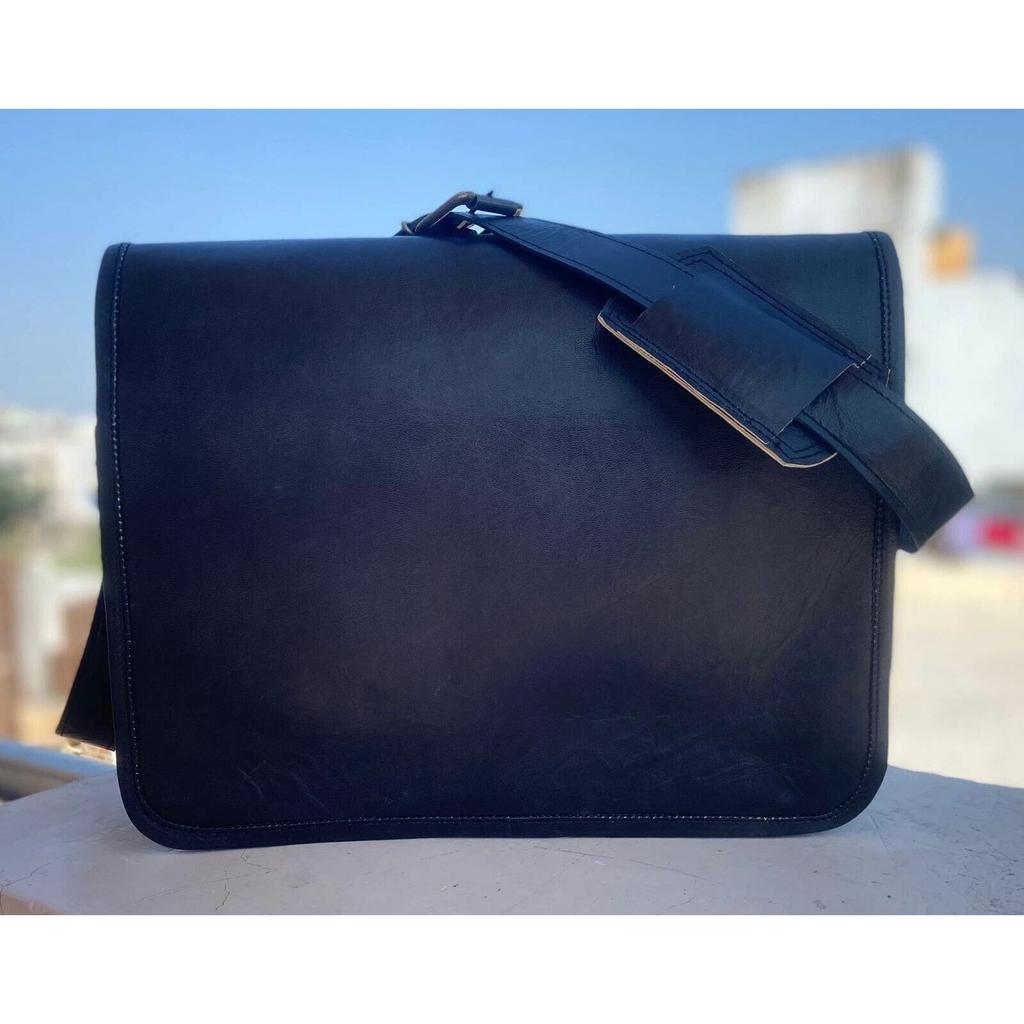 Men's Genuine Vintage Leather" Messenger Laptop Briefcase Satchel Black Bag