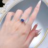 Xiancan Jewelry S925 Silver Heart-Shaped Blue-Gray Diamond Three-Stone Ring