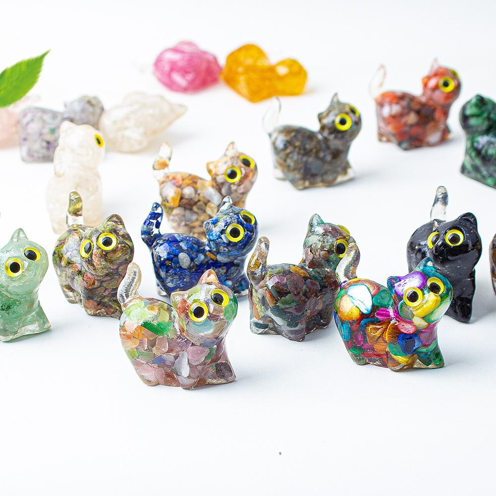 Figurine Artistique en Résine Chat de Cristal Faite à la Main avec un Design Dynamique Pour la Décoration Intérieure et les Cadeaux