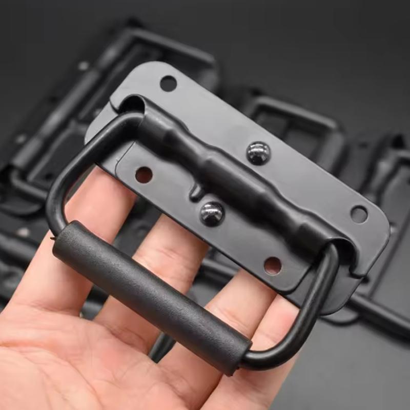 Iron Spring Folding Handle for Tool Box Cabinet Equipment Black Luggage Case Handle 3 Sizes