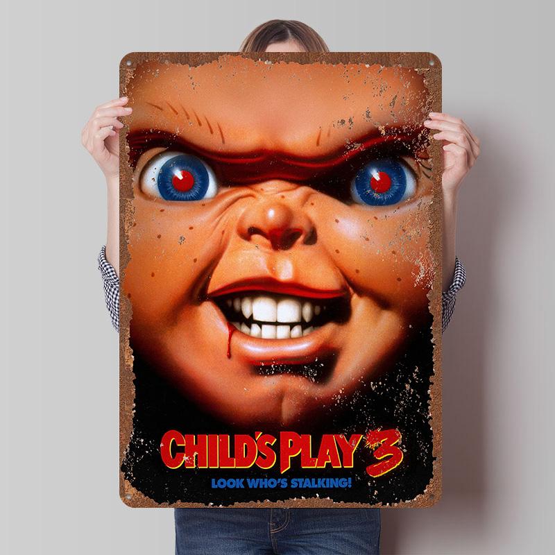 Child's Play Print Tinplate Posters Custom Wall Art Vintage Metal Tin Signs Retro Tin Plaque for Bathroom Decor Home Decorations