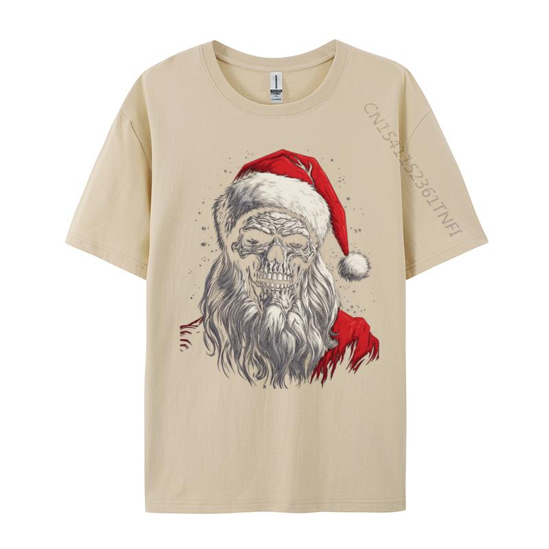 Christmas Skull Santa Claus Xmas Holiday Winter Season T Shirts Men's Harajuku T Shirt Cotton Oversized Tshirt Tee Top