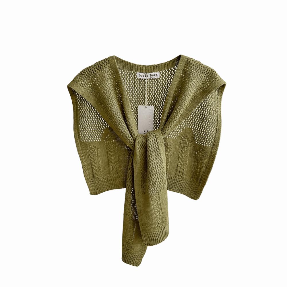 Mehrfarbiger Falscher Kragen Hohl Dünn Gestricktes Outfit Schal Trendige Nackenschutz-Weste Mädchen Damen