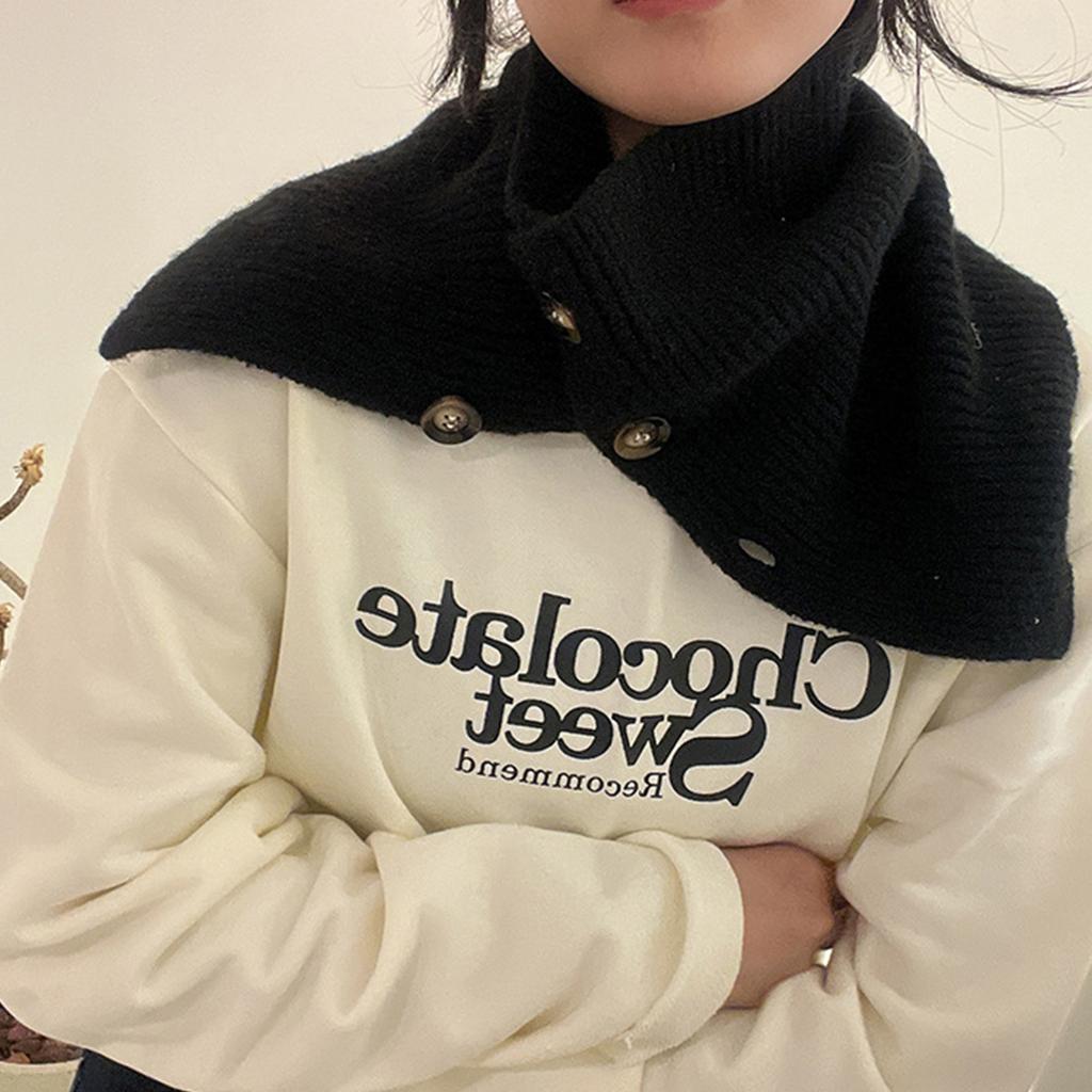 Cable Knit Wrap Button Scarf Winter Warm All-Matching Button Scarf Neck Protections Knit Neckerchief Windproof