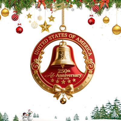 250Th Acrylic Ornament America 250Th Bell Acrylic 2D Ornament Christmas Tree 1776-2026 Doorbell Art Vintage for Living Room
