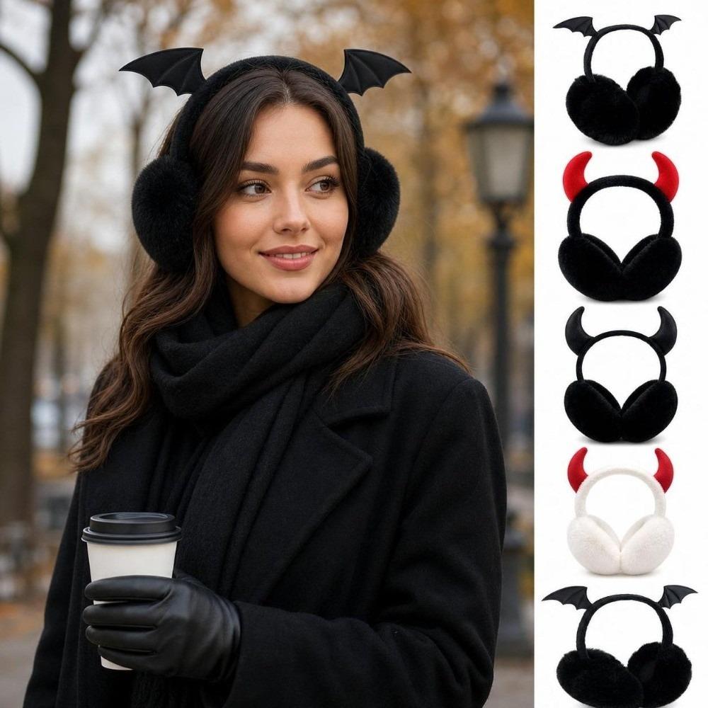 Bat Wing Faux Fur Ear Warmers Gothic Halloween Cosplay Ear Muffs  Cosplay Event