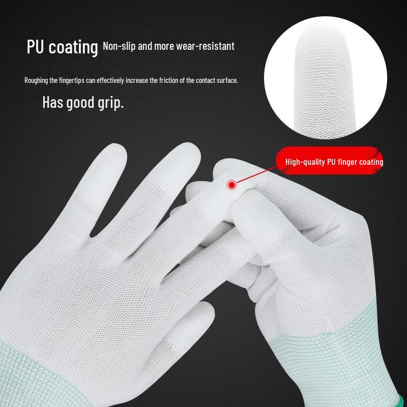 PU Coated Anti-Static Finger Work Gloves - Anti-Slip Protective Palm Gloves
