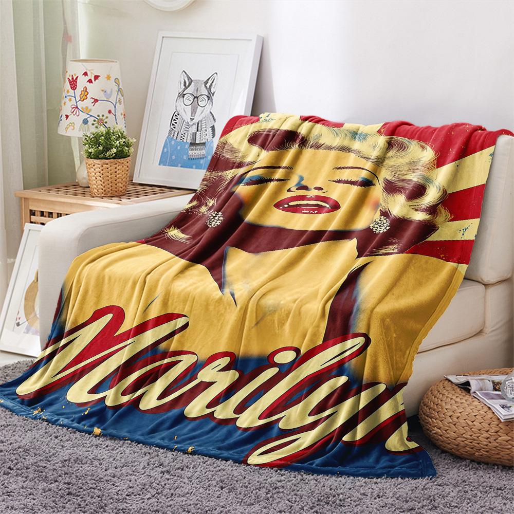 1PC Marilyn Monroe Print FlAannel Blanket, High quality Comfortable for All Seasons, Home Decor, Warmth and Comfort