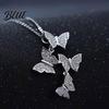 Elegant Butterfly Pendant Necklace Women Rhinestone Butterflies Anti-rust Clavicle Chain