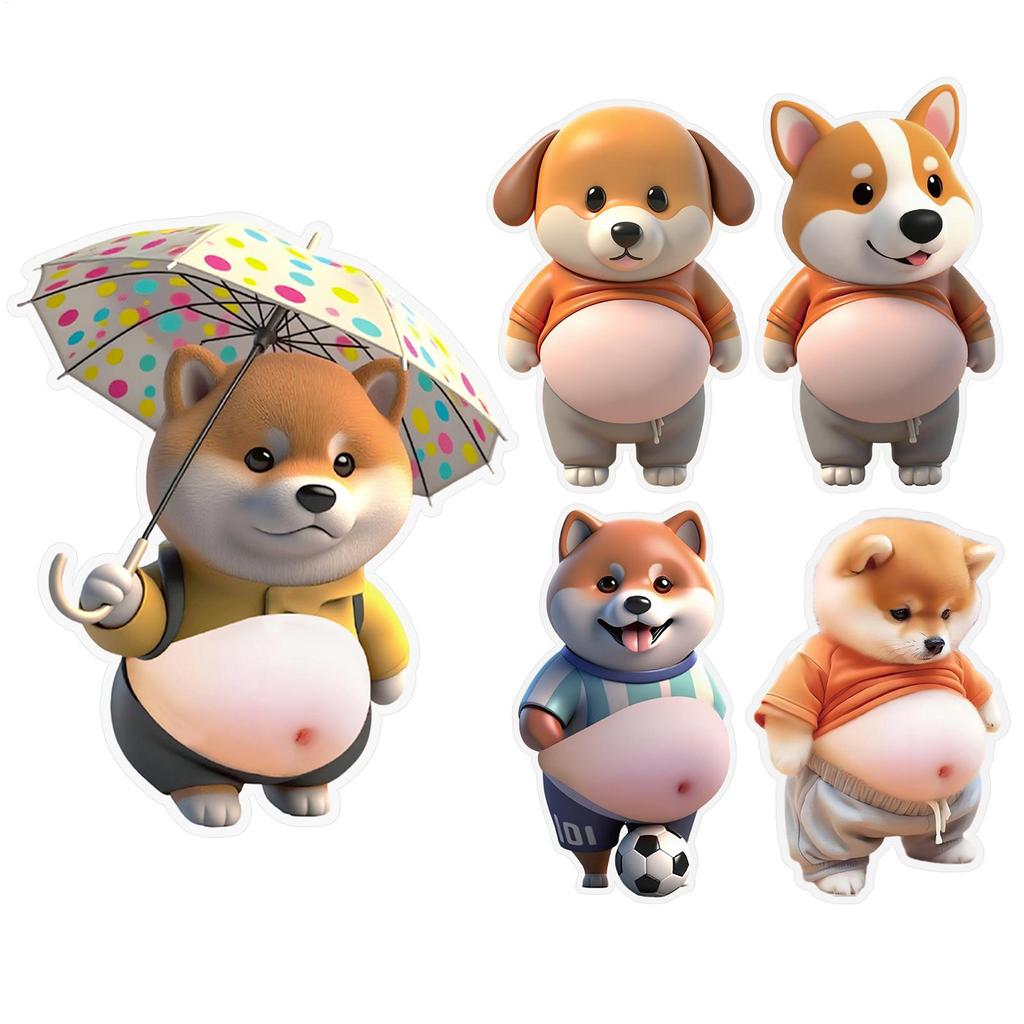 1PC 3D Shiba Inu Dog Belly Sticker Squeezeable Decoration Soft Background Mobile Phone Decoration Sticker Home Decoration