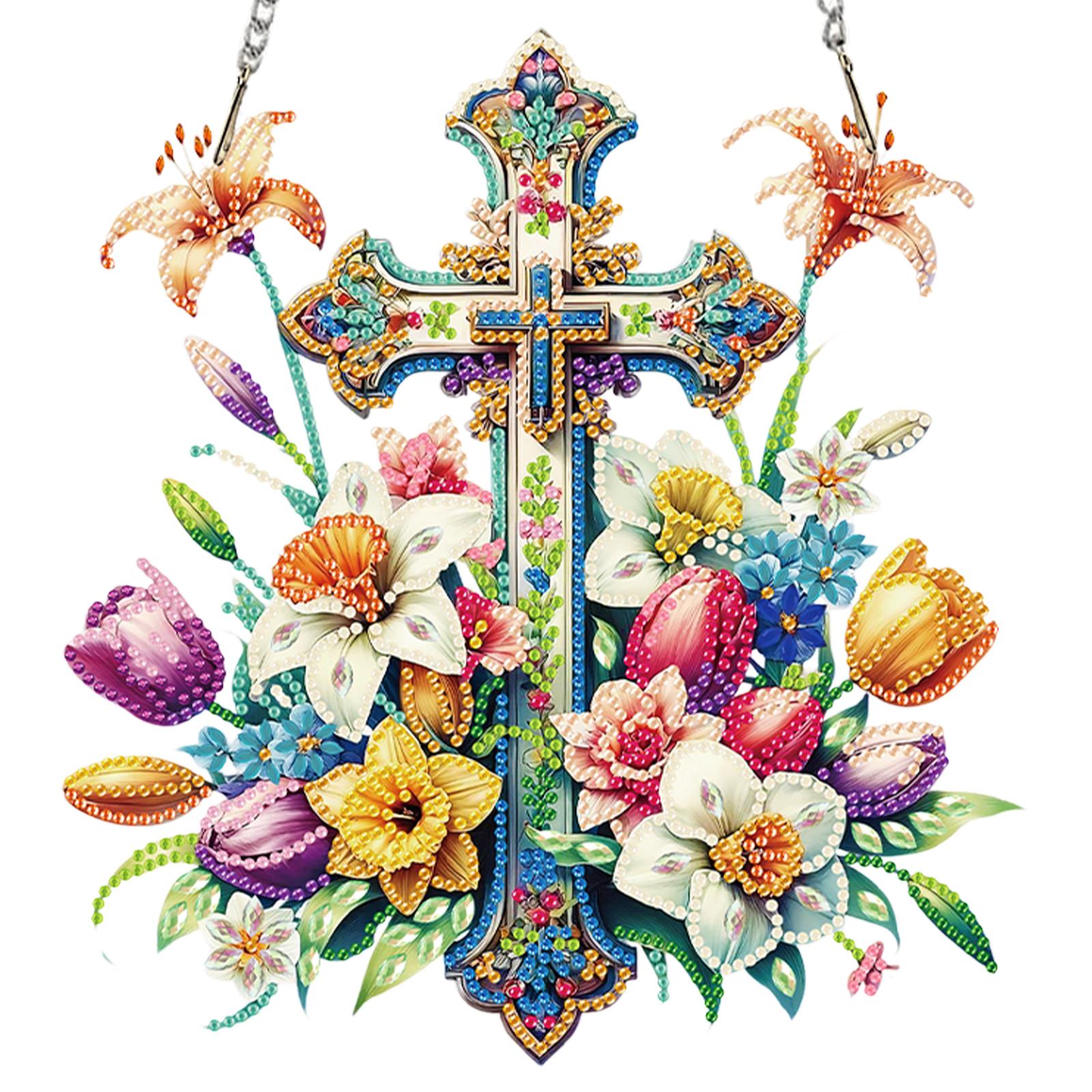 

Easter 2D/Flat DIY Special Shape Hanging Diamond Art Kits Rhinestone Diamond Art Window Pendants Wall Decor for Home & Windows