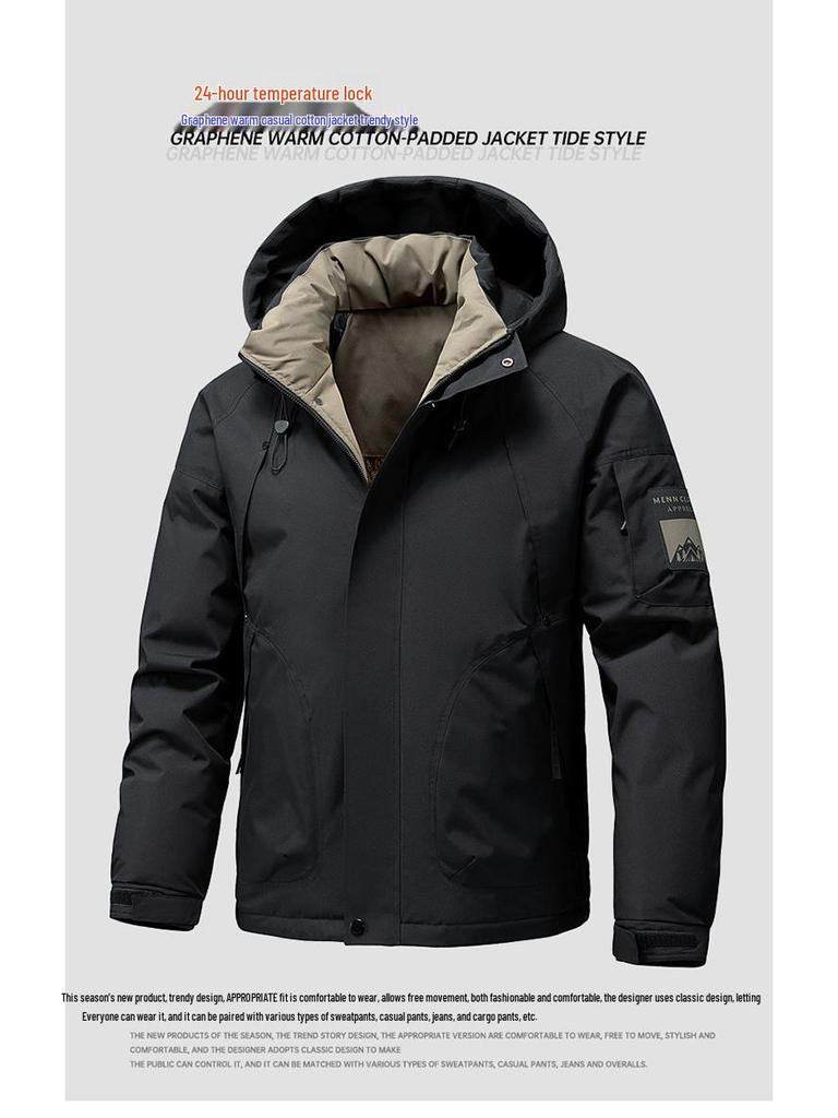 Graphene Men's Thickened Winter Ski Jacket - Windproof, Waterproof, Warm Hooded Coat