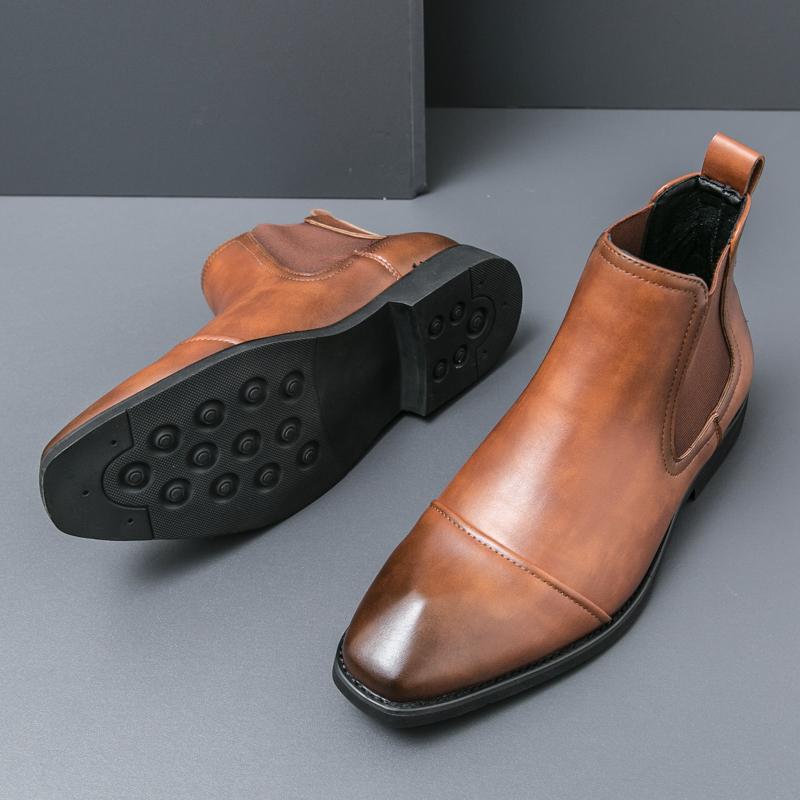 

Мода 2024 года, новые оригинальные ботинки челси ручной работы, высококачественные деловые ботильоны, роскошные ботинки без застежек, мужская зимняя мода для вечеринок 38 коричневый