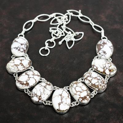 Collier magnésite cheval sauvage bijoux en pierres précieuses faits main collier en argent sterling 925 bijoux magnésite cheval sauvage collier à chaîne ajustable