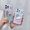 For iPhone 16 Pro Case with Heart Mirror Epoxy Glitter TPU+Acrylic Phone Back Cover