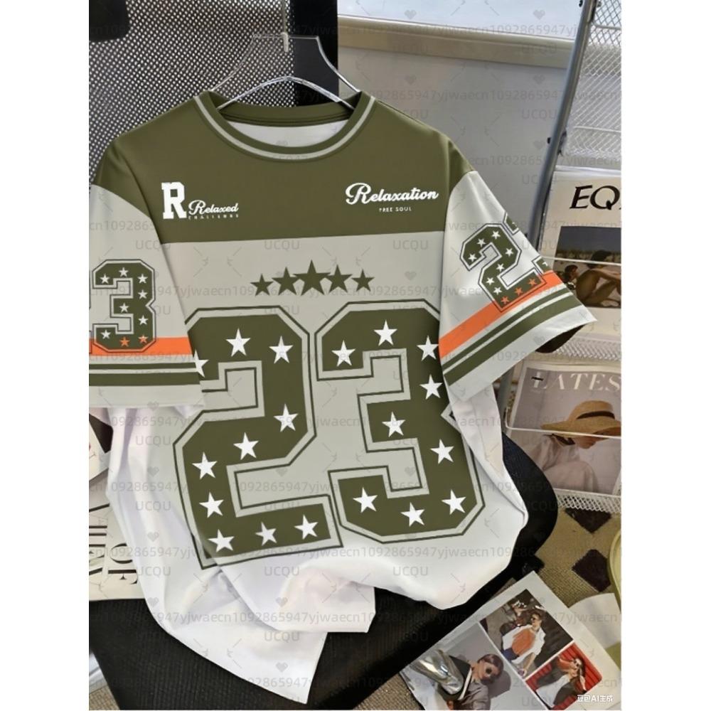 Men's Sports Jersey Letter 23 Print Short Sleeve T-Shirt Summer Graphic Tee Jerseys Plus Size Women's Sport T-Shirt Tops