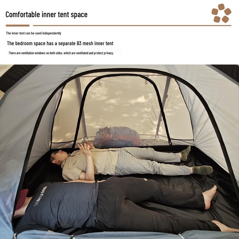 Cold-Proof Winter Camping Tent: Portable, Rainproof, Flame-Retardant, Sun-Protected, Large Tunnel Design with Rear Room