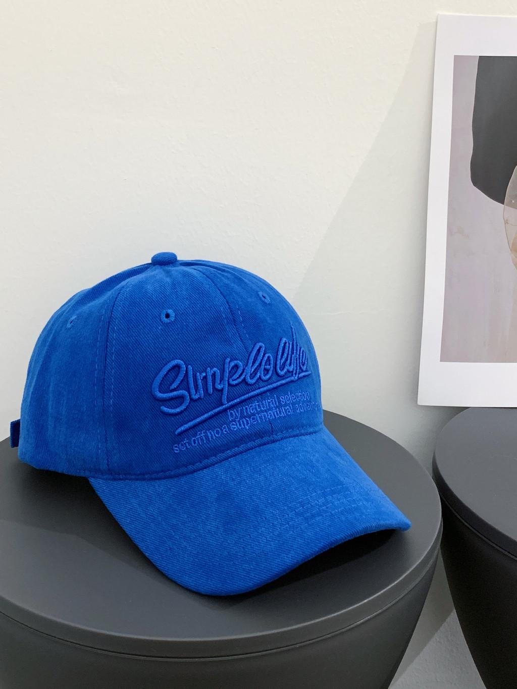 Minimalist Embroidered Letter Baseball Cap For Adults Summer Casual Fashion синий