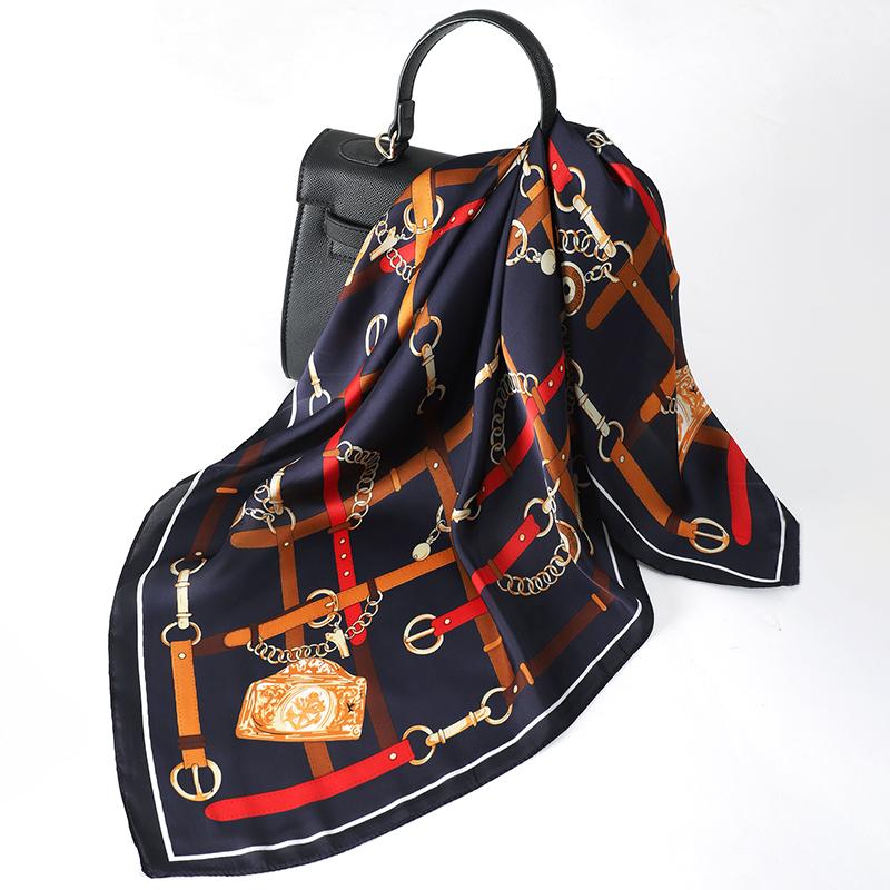 Eșarfă Pătrată de Mătase de Lux 70 cm Pentru Femei; Cravată de gât din satin imprimat; Bentiță de Păr Bandană; Fular Șal Înfășurare Hij Eșarfă.