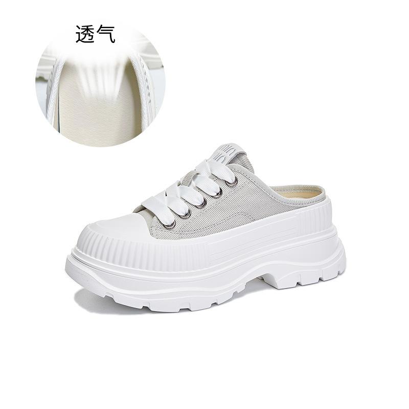 Canvas Bag Head Slippers 2025 Summer New Women's Platform Half Slippers Women's Casual Fashion Women's Shoes