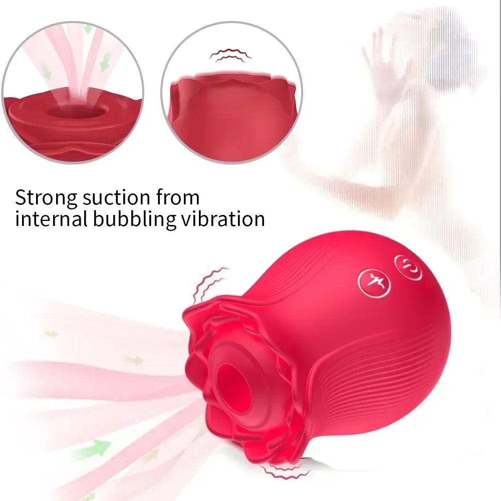 Sex Rose Shape Vagina Sucking Vibrator Intimate Good Nipple Sucker Oral Licking Clitoris Stimulation Powerful Sex Toys for Women