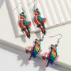 Creative Cute Flowers Parrot Birds Acrylic Drop Earrings Personality Colorful Painted Animals Danle Earrings for Women Jewelry