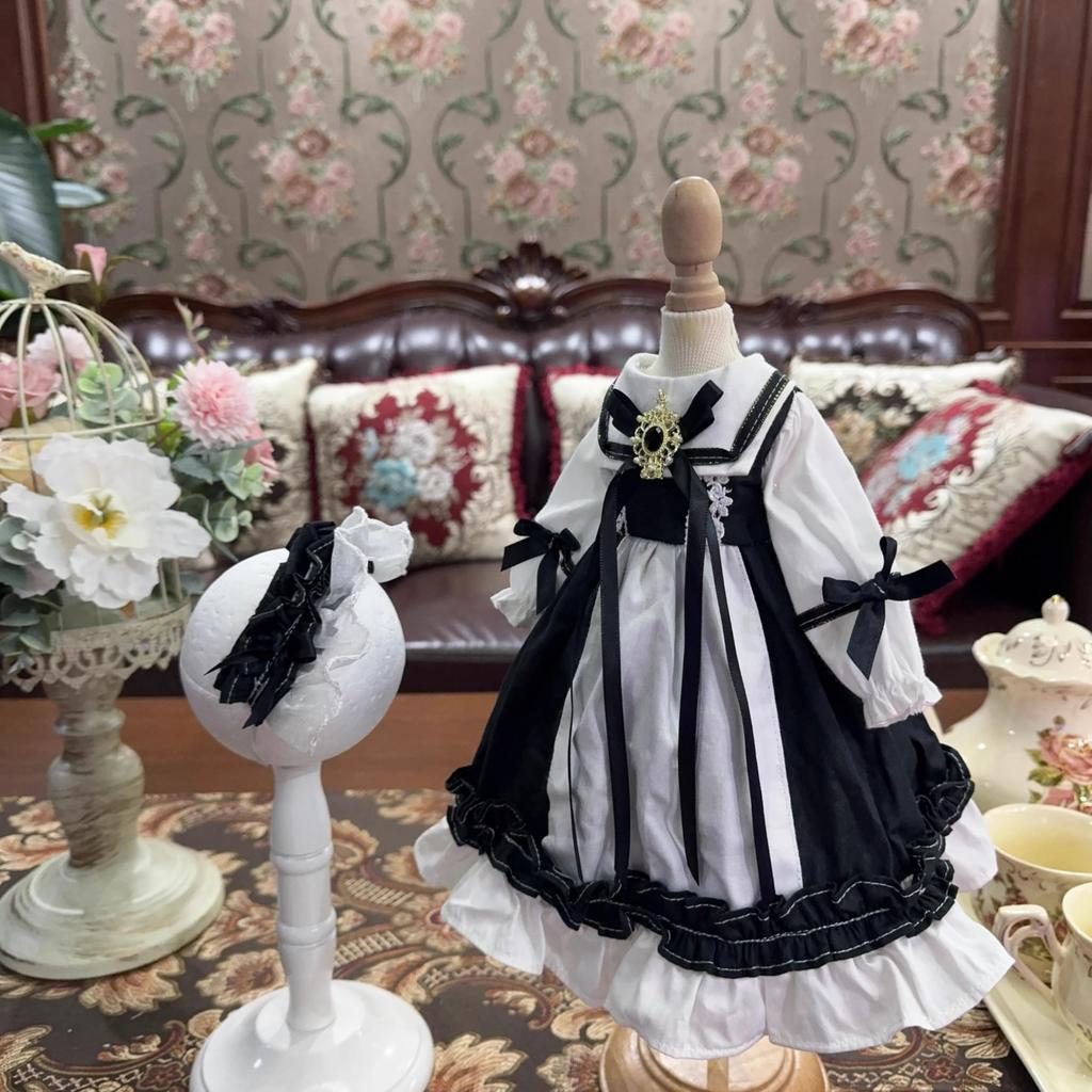 HAMRETHYPPZ 1/4 1/6 1/3 BJD Ball Jointed Doll Dress, Doll Costume, Maid Outfit, Princess Skirt, Maid Skirt, Black and White (1/4)