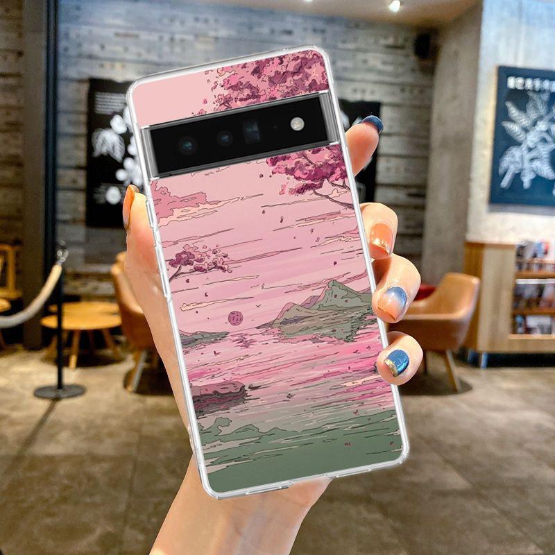 INS Korean Sunset Scenery Phone Case For Google Pixel 8 7 6 Pro Soft Shell For Pixel 6A 5 4 5A 4A 3A XL 5G Silicone Clear Cover