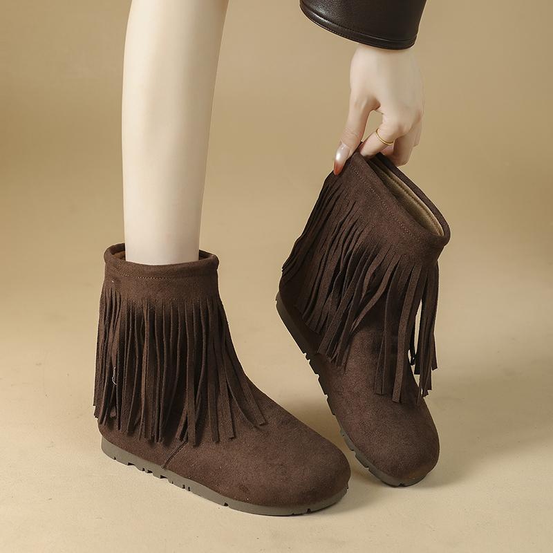 Retro Brown Ankle Boots Women Autumn Suede Leather Designer Shoes Fashion Tassel Casual Boots Ladies Western Cowboy Boots Women