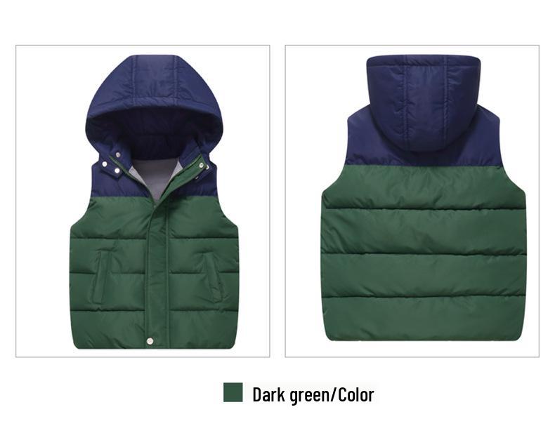 Autumn/Winter College Style Children's Fleece-Lined Down Vest: Warm and Thick for Boys and Girls.