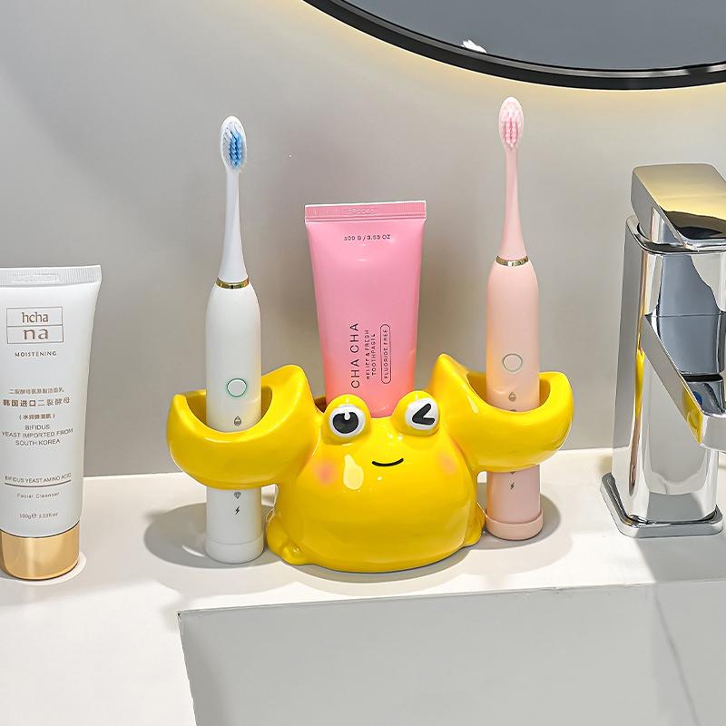 Ceramics Toothbrush Storage Racks Couple Electric-Toothbrush Holder Cute Cartoon Toothpaste Stand Bathroom Washbasin Rack