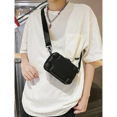 Minimalist Men's Soft Leather Small Box Bag Lightweight Man Hard Shell Shoulder Bag Travel Phone Crossbody Bags for Men