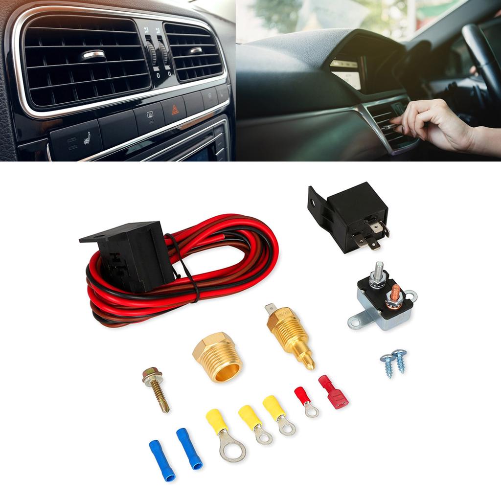 3/8" 175~185 Electric Engine Fan Thermostat DC12V 60A Temperature Relay Switch Sensor Kit for 265 283 305 307 383 Engine