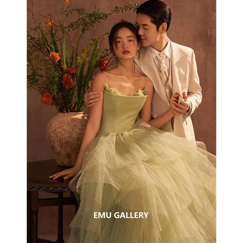 

Ретро придворный литературно-художественный стиль масляной живописи на плечо европейское платье свадебное платье Мори внешний цвет пряжа название XXXL