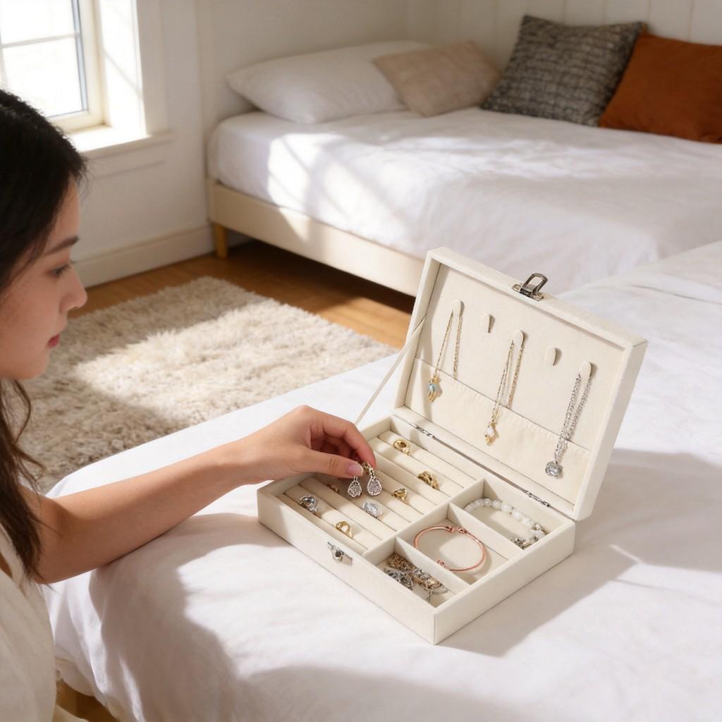 Jewelry Organizer Box With Lock For Necklace Earrings And Bracelets Home Storage Solution